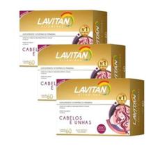 Kit 3x Lavitan Hair C/60 Cápsulas Vitamina Para Cabelos E Unhas