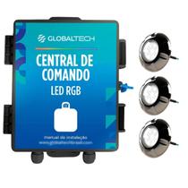 Kit 3X Led Rgb Piscina 9W Luxpool + Central Globaltech