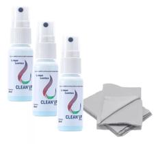Kit 3x Limpa Lentes + Flanela mágica De Óculos + Câmera de celular - Spray 25ml - Clean Kit 3x Limpa Lentes + Flanela mágica De Óculos + Câmera de celular - Spray 25ml - Clean