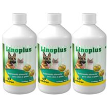 Kit 3x Linoplus 400 ml Indubras Suplemento Para Cães e Gatos Kit 3x Linoplus 400 ml Indubras Suplemento Para Cães e Gatos