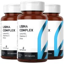 KIT 3X Lisina Complex (Lisina HCL, Vitamina C e Zinco) 60 cápsulas - Natulha