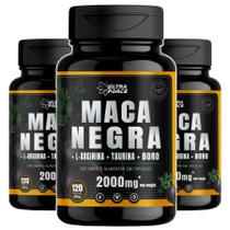 Kit 3x Ma ca Ne gra Pe ruana com Arginina e Taurina Suplemento Alimentar 120 Cápsulas Sem Glúten Ultra Force