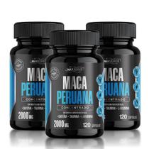 Kit 3x Ma ca Pe ruana Concentrada Max Force com Arginina Cafeina e Taurina 120 Cápsulas 500 mg