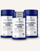 kit 3x Magnésio 350mg concentrado Trio Bisglicinato Dimalato Citrato 270 Cápsulas
