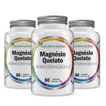 Kit 3x Magnésio Quelato 500mg 60 Capsulas - Flora Nativa