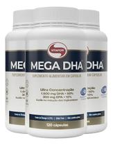 Kit 3x Mega DHA 1500mg 120 Caps Vitafor Kit 3x Mega DHA 1500mg 120 Caps Vitafor