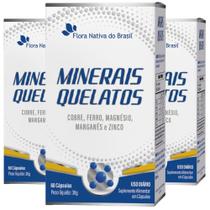 KIT 3X Minerais Quelatos 60 cápsulas - Flora Nativa