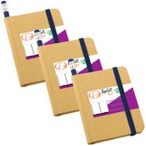 Kit 3x Mini Cadernetas 7x11cm 70 Folhas Sem Pauta Eco Begônia TopGet