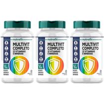 Kit 3X Multivit Completo 22 Vitaminas e Minerais Vegano - 60 Comprimidos - Nutralin