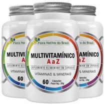 Kit 3X Multivitamínico A A Z 500Mg 60 Cápsulas Flora Nativa