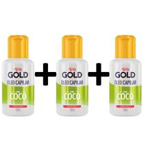 Kit 3x Óleo Capilar com Coco Niely Gold 100ml Nutrição e Maciez Hidratação Umectação Controla o Frizz