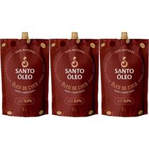 Kit 3X Óleo de Coco Extra Virgem de Película - 1000ml Refil - Santo Óleo