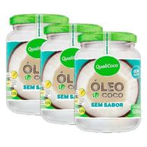 Kit 3X: Óleo De Coco Sem Sabor Qualicoco 500Ml
