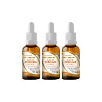 Kit 3x Óleo de Cúrcuma com Vitamina E 3x30ml Flora Nativa Sabor:Sem Sabor