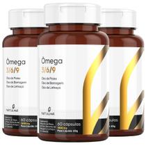 KIT 3X Ômega 3/6/9 ( Óleo de Peixe, Linhaça e Borragem) 60 Cápsulas - Natulha KIT 3X Ômega 3/6/9 ( Óleo de Peixe, Linhaça e Borragem) 60 Cápsulas - Natulha