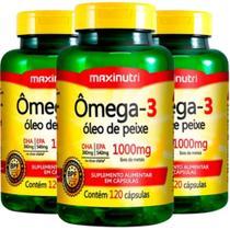 KIT 3X Ômega 3 (Óleo de Peixe 1000mg) 120 cápsulas - Maxinutri