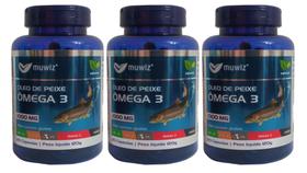 kit 3x Ômega 3 - Óleo de Peixe 1000mg - EPA 18, DHA12 120 Cápsulas Muwiz