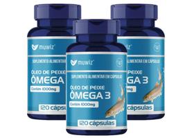 kit 3x Ômega 3 - Óleo de Peixe 1000mg - EPA 18, DHA12 120 Cápsulas Muwiz