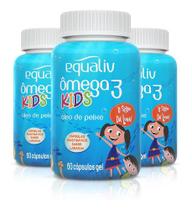 Kit 3x Ômega 3 Pro Kids Equaliv 60 Cápsulas mastigáveis para crianças com NF