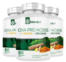 Kit 3x Ora pro Nóbis com Gengibre e Cúrcuma 500 mg