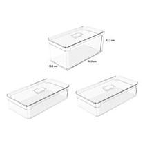 Kit 3x Organizador Para Geladeira Com Tampa Clear Fresh Kit 3x Organizador Para Geladeira Com Tampa Clear Fresh