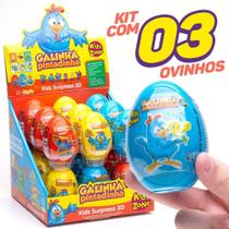 Kit 3x - Ovinhos Galinha Pintadinha Surpresa 3d C/balinhas