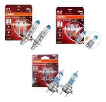 Kit 3x Pares Lampada Osram Night Breaker Laser H7 + H1 + H3