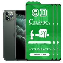 Kit 3x Película 9D Cerâmica P/ iPhone 11 Pro - Protetora Anti Impacto Queda Choque Shock Flexível Nano