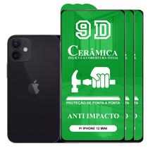Kit 3x Película 9D Cerâmica P/ iPhone 12 Mini - Protetora Anti Impacto Queda Choque Shock Flexível Nano - CTech