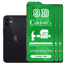 Kit 3x Película 9D Cerâmica P/ iPhone 12 Mini - Protetora Anti Impacto Queda Choque Shock Flexível Nano
