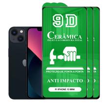 Kit 3x Película 9D Cerâmica P/ iPhone 13 Mini - Protetora Anti Impacto Queda Choque Shock Flexível Nano