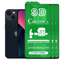 Kit 3x Película 9D Cerâmica P/ iPhone 13 Normal - Protetora Anti Impacto Queda Choque Shock Flexível Nano - CTech