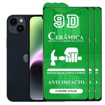 Kit 3x Película 9D Cerâmica P/ iPhone 14 Plus - Protetora Anti Impacto Queda Choque Shock Flexível Nano Kit 3x Película 9D Cerâmica P/ iPhone 14 Plus - Protetora Anti Impacto Queda Choque Shock Flexível Nano