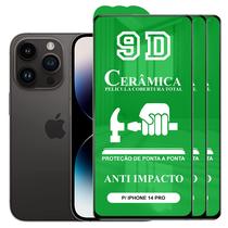Kit 3x Película 9D Cerâmica P/ iPhone 14 Pro - Protetora Anti Impacto Queda Choque Shock Flexível Nano