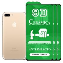 Kit 3x Película 9D Cerâmica P/ iPhone 6 7 8 Plus - Protetora Anti Impacto Queda Choque Shock Flexível Nano