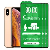 Kit 3x Película 9D Cerâmica P/ iPhone X e XS - Protetora Anti Impacto Queda Choque Shock Flexível Nano