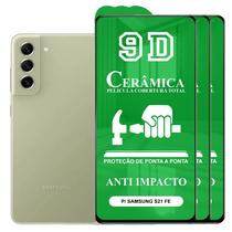 Kit 3x Película 9D Cerâmica P/ Samsung Galaxy S21 FE - Protetora Anti Impacto Queda Choque Shock Flexível Nano - CTech