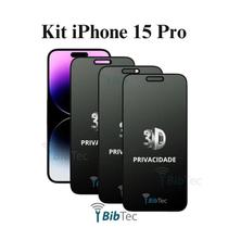 Kit 3x Películas 3D de Vidro Privacidade para Iphone 15 Pro