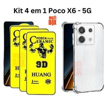 Kit 3x Películas de Cerâmica Fosca + Capa Capinha Transparente Anti Impacto Para Poxo X6 5G