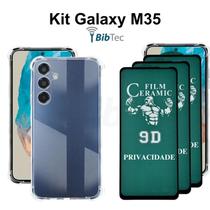 Kit 3x Películas de Cerâmica Fosca Privacidade + Capinha Transparente para Samsung Galaxy M35