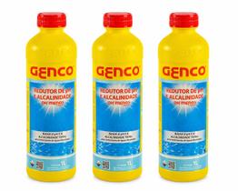 Kit 3x pH Menos Liquido Genco 1 Litro Limpeza Piscinas