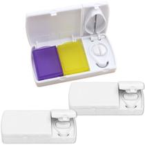 Kit 3x Porta Comprimidos com 2 Divisórias e Cortador TopGet Branco