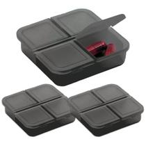 Kit 3x Porta Comprimidos com 4 Divisórias TopGet Preto Kit 3x Porta Comprimidos com 4 Divisórias TopGet Preto