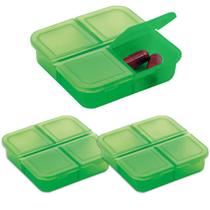 Kit 3x Porta Comprimidos com 4 Divisórias TopGet Verde