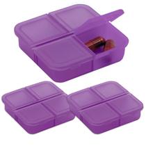 Kit 3x Porta Comprimidos com 4 Divisórias TopGet Violeta