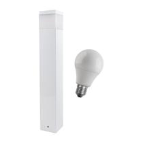KIT 3X Poste luminária jardim balizador 50cm E27 branco + LED 12W branco frio st222 KIT 3X Poste luminária jardim balizador 50cm E27 branco + LED 12W branco frio st222