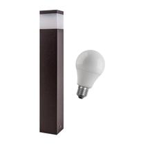 KIT 3X Poste luminária jardim balizador 50cm E27 marrom + LED 12W branco frio st222 KIT 3X Poste luminária jardim balizador 50cm E27 marrom + LED 12W branco frio st222