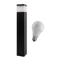 KIT 3X Poste luminária jardim balizador 50cm E27 preto + LED 12W branco frio st222