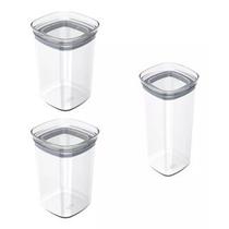 Kit 3x Pote Hermético Organizador Mantimentos Block 1l 1,5l - Transparente