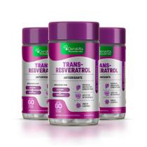 Kit 3x Pote Trans Resveratrol + Vitamina C + Licopeno, 3 em 1 - Antioxidante - Vegano - Denavita